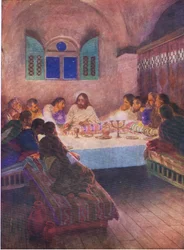 A Última Ceia, do Livro de Gravuras da Bíblia publicado por Thomas Nelson, c.1950